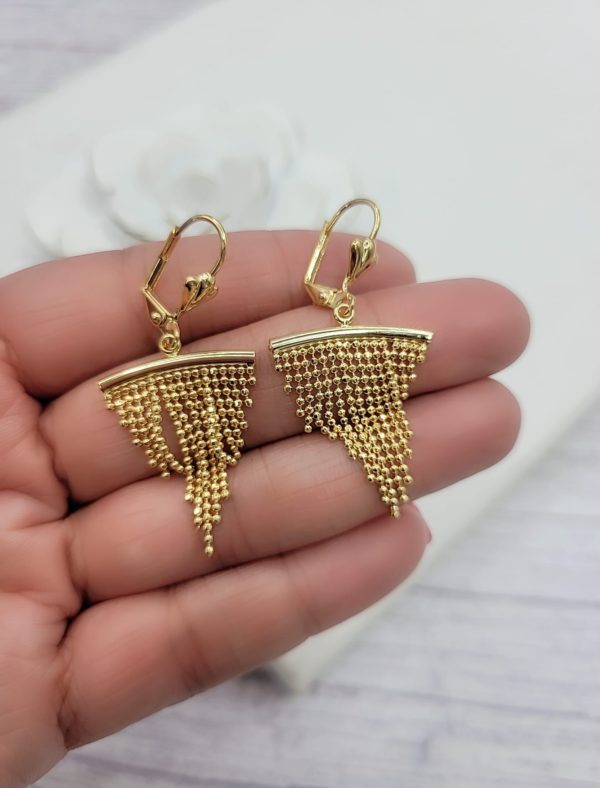 Aretes  lluvia triangular gold - Imagen 2