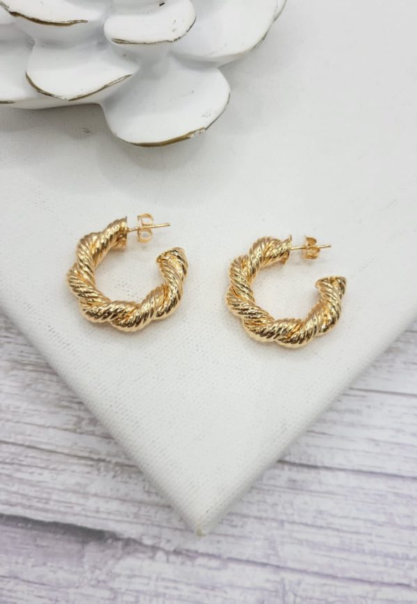 Aretes - argolla trenzada gold