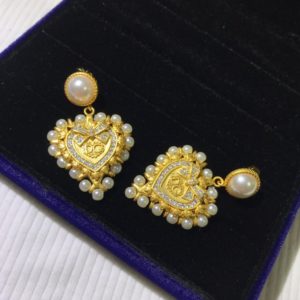 Aretes DG Corazon Gold con perlas