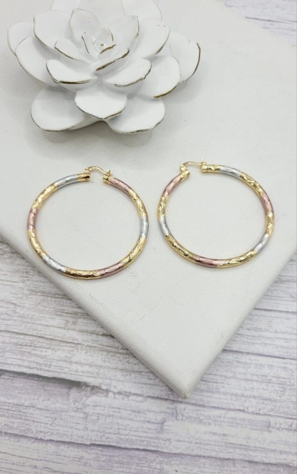 Aretes tres oros (gold, silver y rose gold)