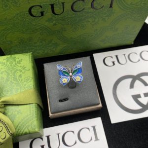 Anillo GG Mariposa color Silver y Azul