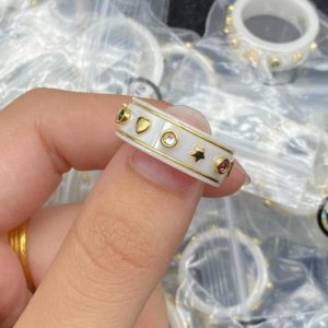 Anillo GG Blanco Esmaltado y multiples logos