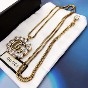 Collar GG largo  piedra clear
