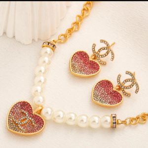 Set Cnanel Corazón Roja con Zirconia