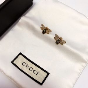 Aretes GG Peque Abeja con zirconia perla negra
